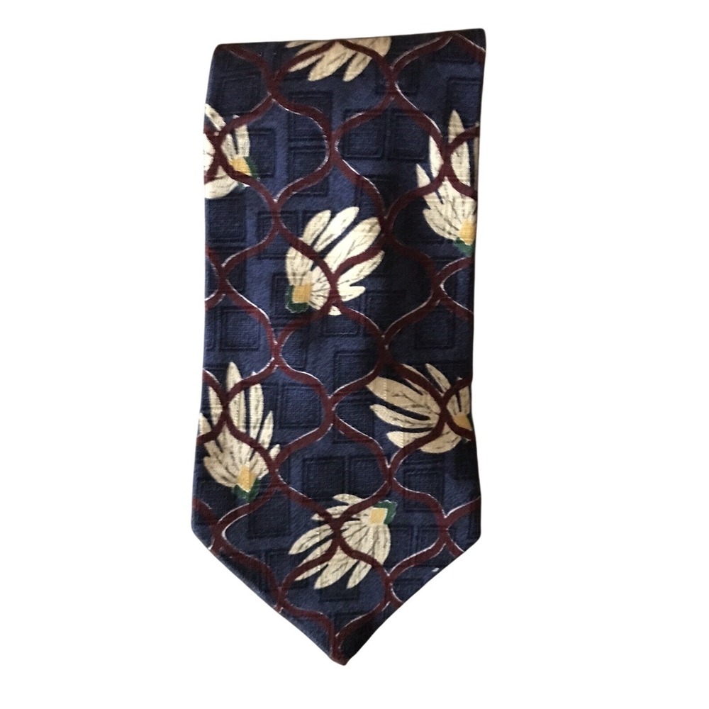 NEW w/ tag Hugo by Hugo Boss Men's Silk Tie Navy Blue Maroon Champagne Pattern